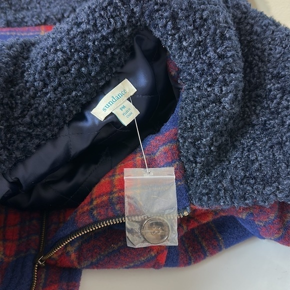 Sundance Greta Wool Blend Plaid Faux Fur Coat PM NWT - Picture 4 of 6